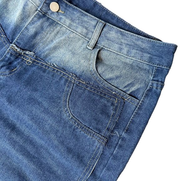 Womens Retro Jeans Size 2XL Blue High Rise Straight Leg Washed Denim Stretch - Picture 8 of 14